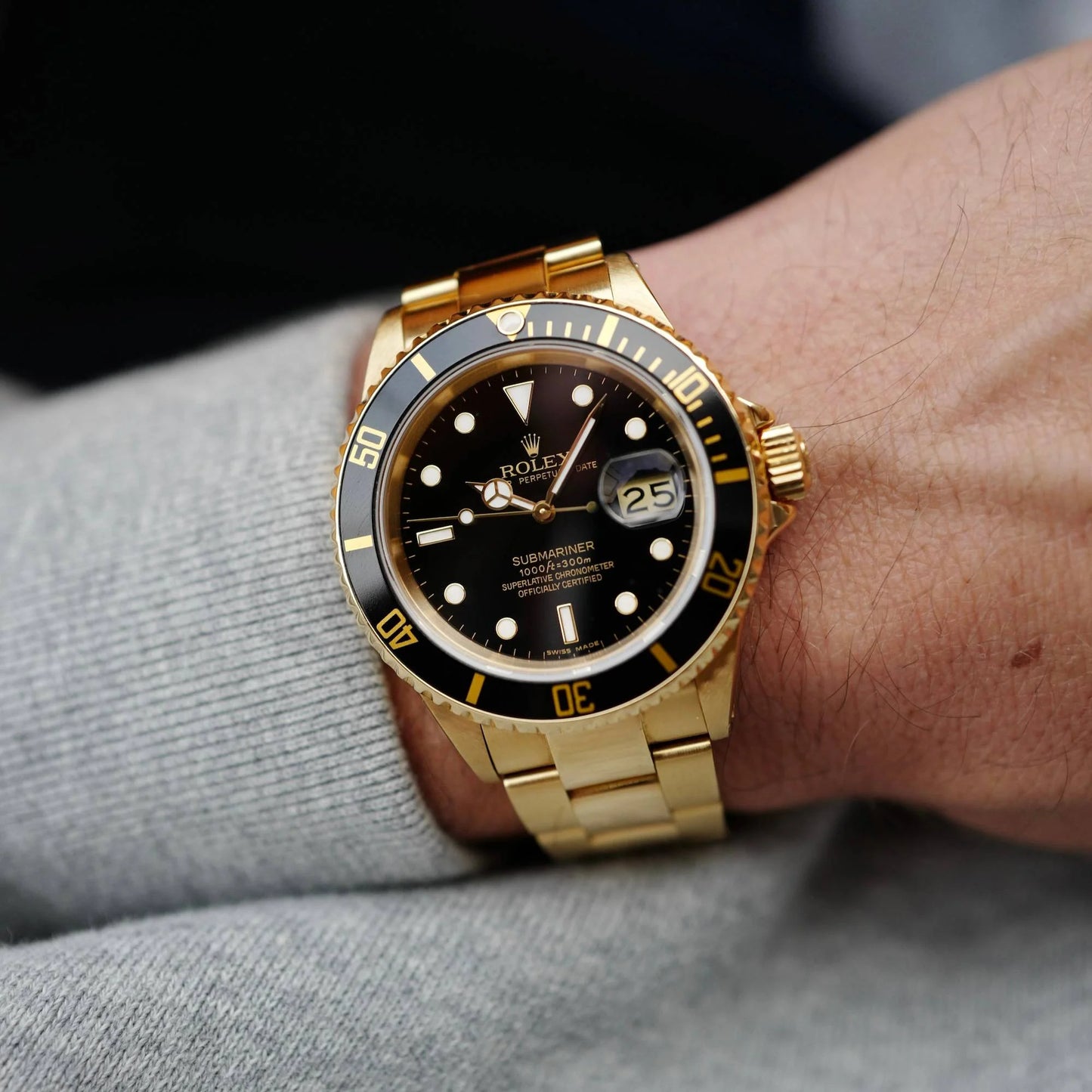 Rlx Submariner Gold Black Mens Watch