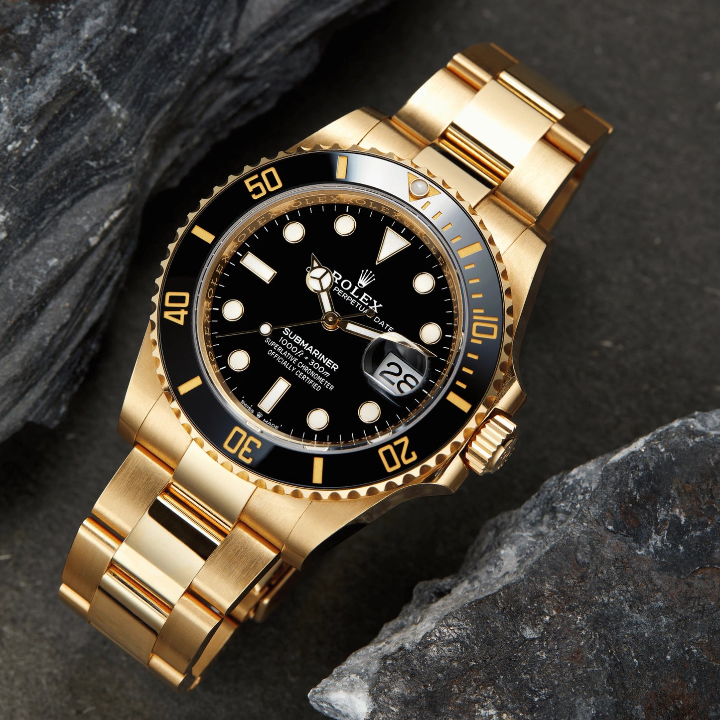 Rlx Submariner Gold Black Mens Watch