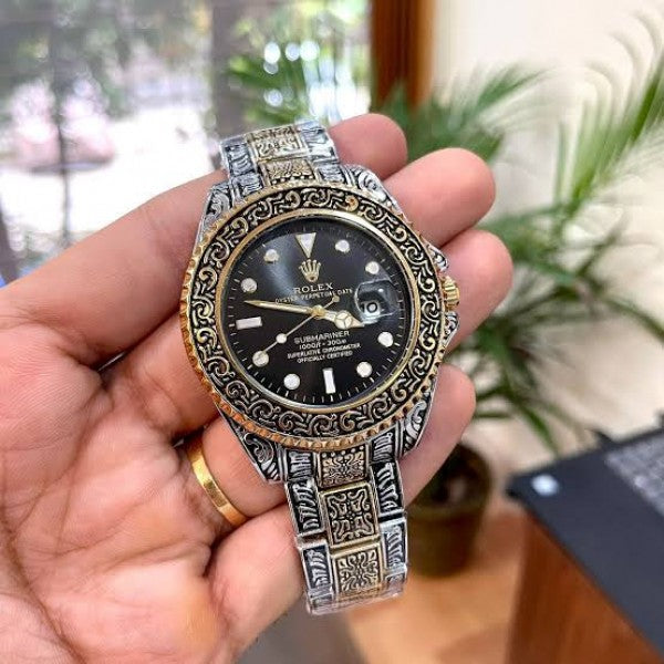 Rlx Vintage Gold Silver Color Watch For Mens