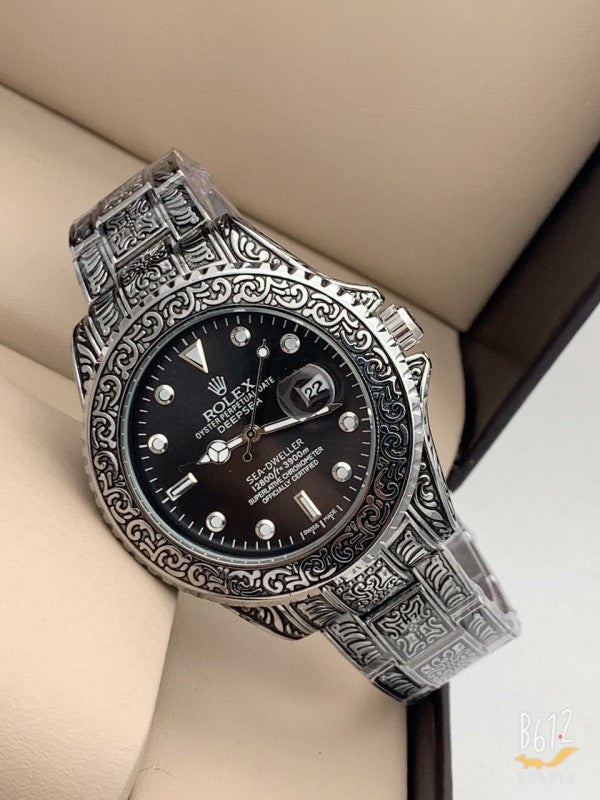 Rlx Vintage Silver Black Mens Watch