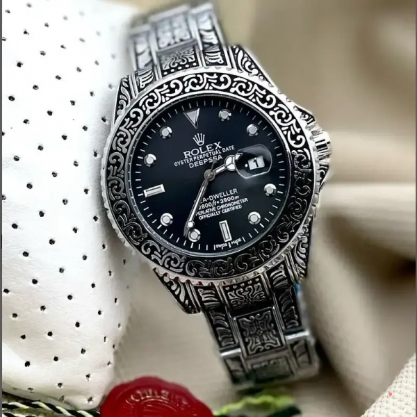 Rlx Vintage Silver Black Mens Watch