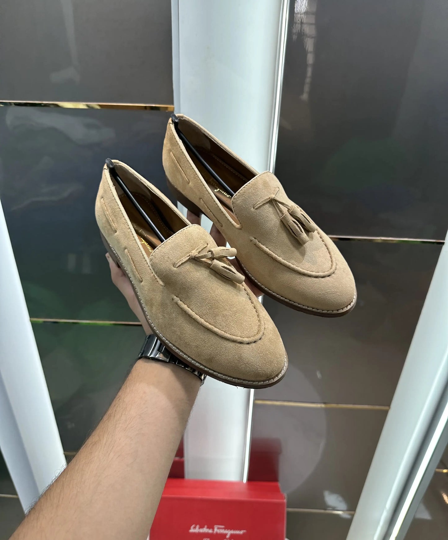 Salvatoree_Feragamo Beige Premium Wooden Sole Formal Loafer