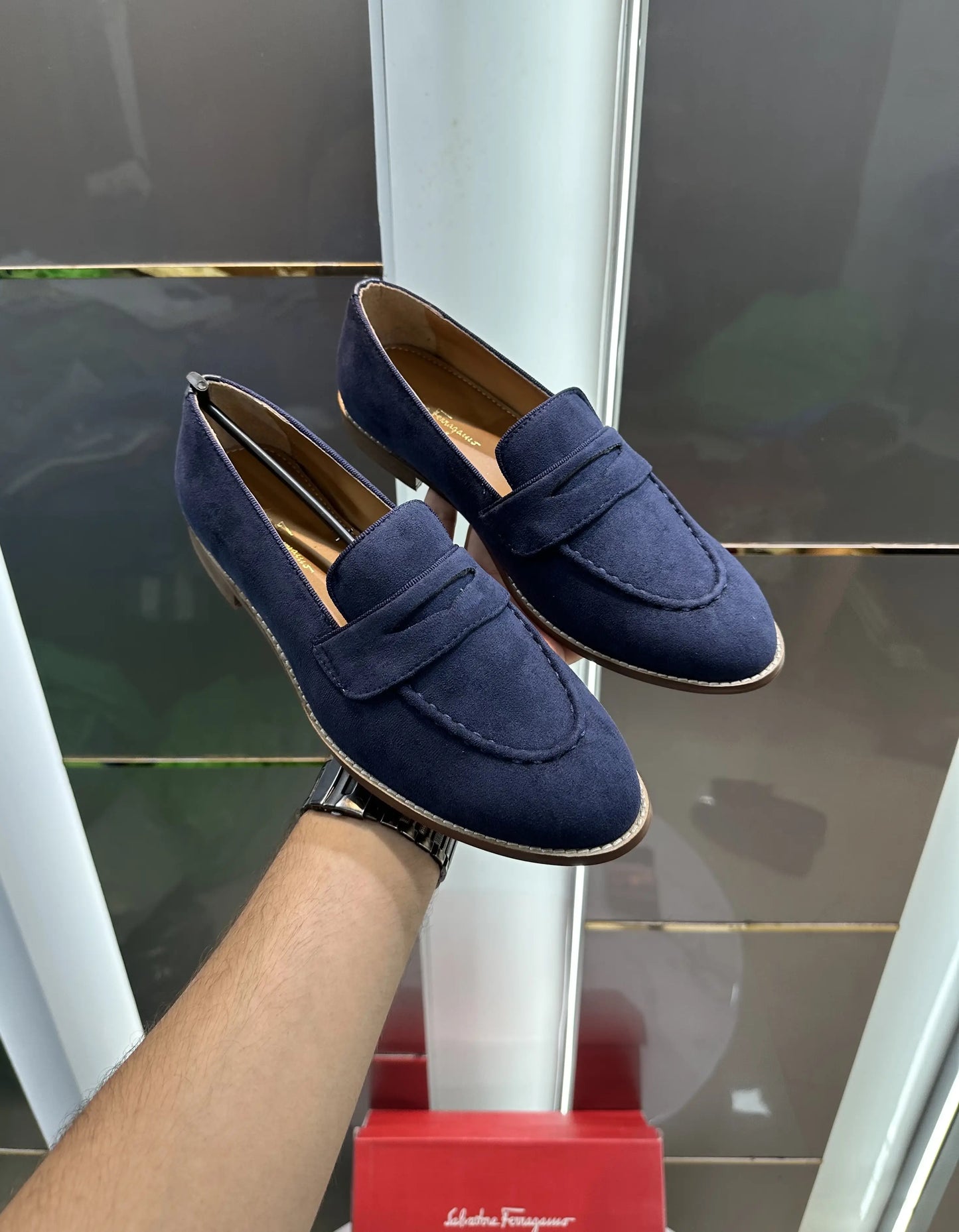 Salvatoree_Feragamo Blue Premium Wooden Sole Formal Loafer