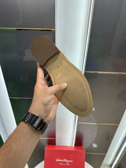 Salvatoree_Feragamo Tan Premium Wooden Sole Formal Loafer