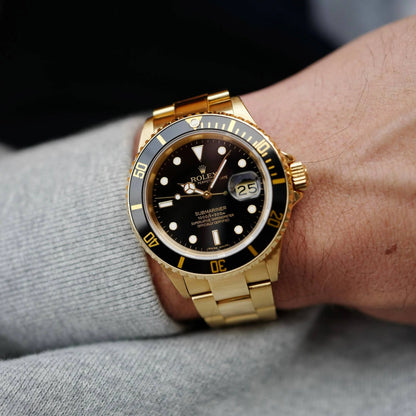 Rlx Submariner Gold Black Mens Watch