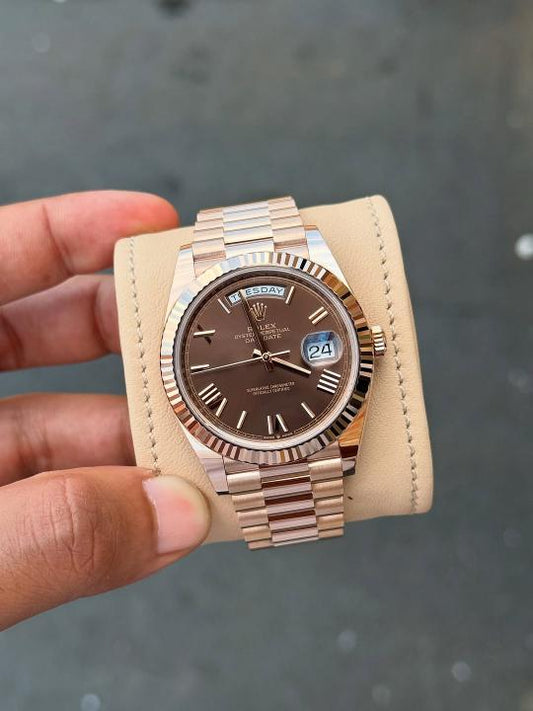 Rlx Day Date Rose Gold Watch For Men