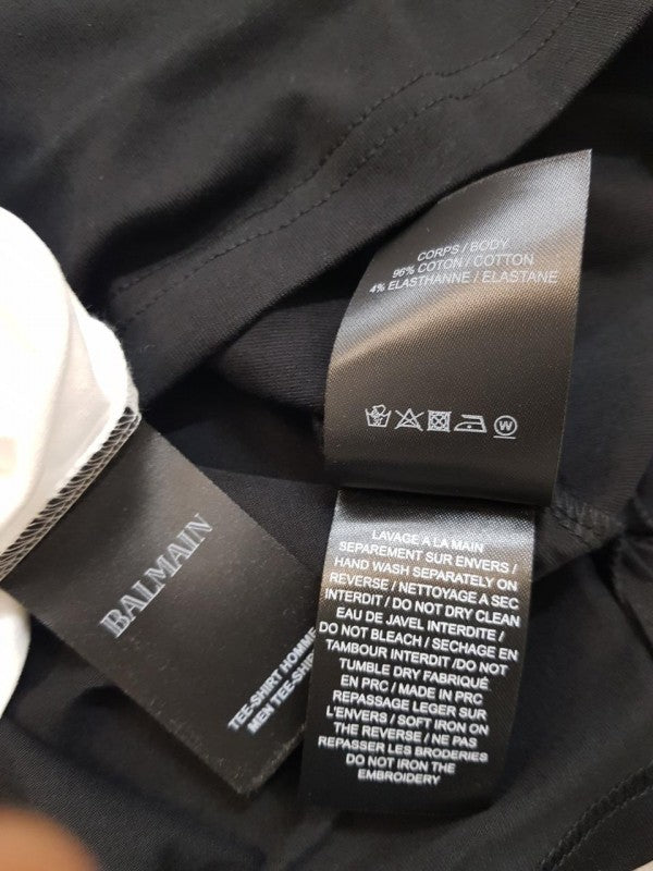 Balmlai_n Paris Logo Imported Black Collar Neck Premium T-shirt F2831 - Black