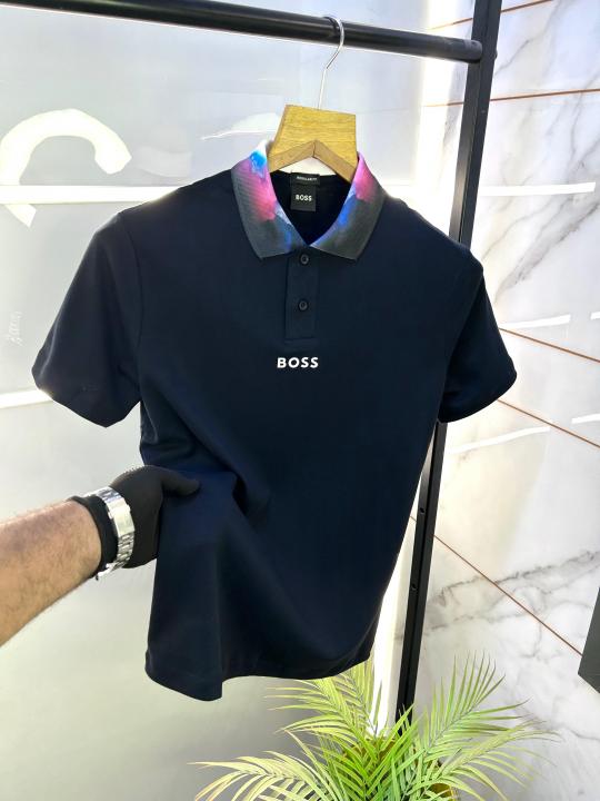 Hug_Boss Navy Premium Collar Neck Polo T-shirt F2640-NAVY