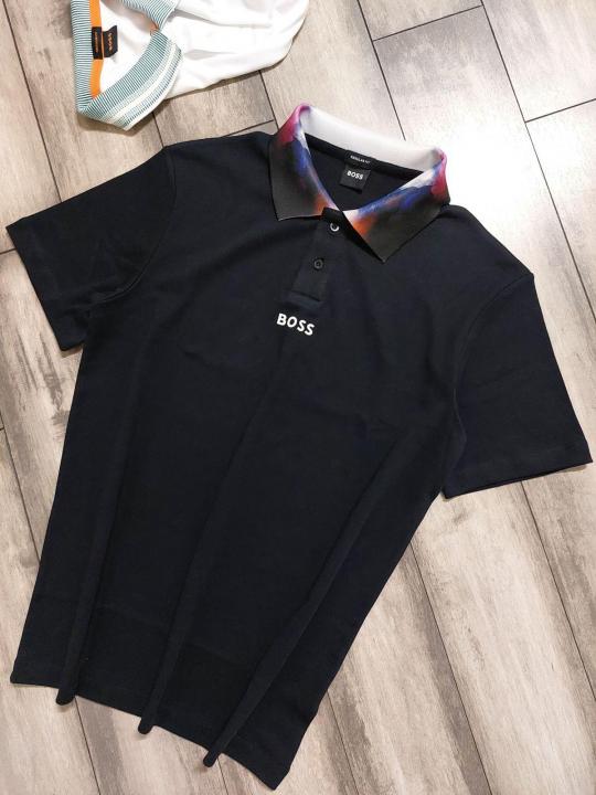 Hug_Boss Navy Premium Collar Neck Polo T-shirt F2640-NAVY