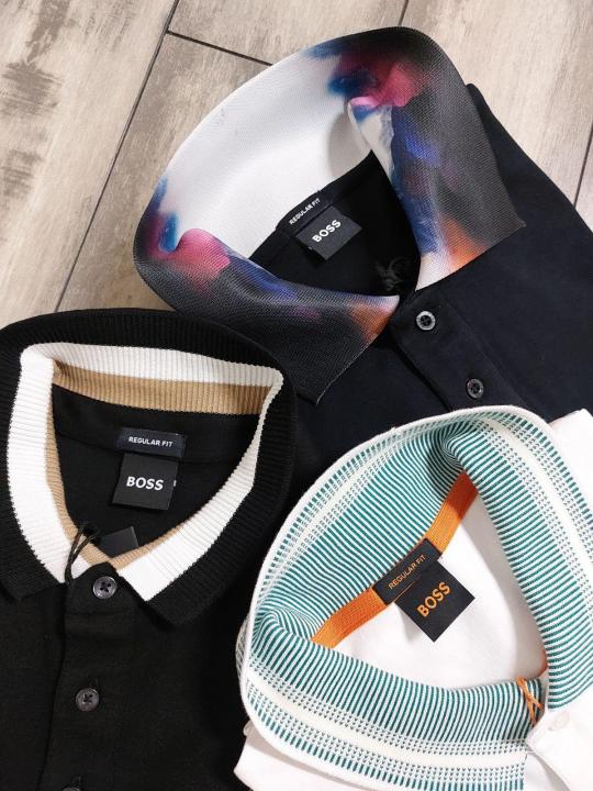 Hug_Boss Black Premium Collar Neck Polo T-shirt F2640-BLACK