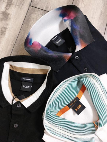 Hug_Boss Black Premium Collar Neck Polo T-shirt F2640-BLACK