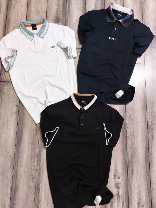 Hug_Boss Black Premium Collar Neck Polo T-shirt F2640-BLACK