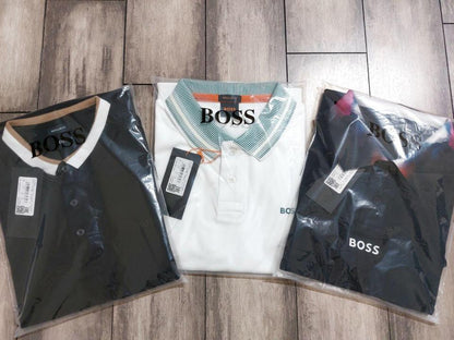 Hug_Boss Black Premium Collar Neck Polo T-shirt F2640-BLACK