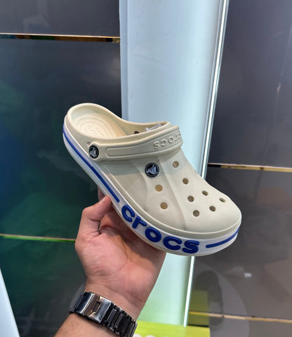 Croc Baya Band Beige Blue Slides Flip Flop For Men