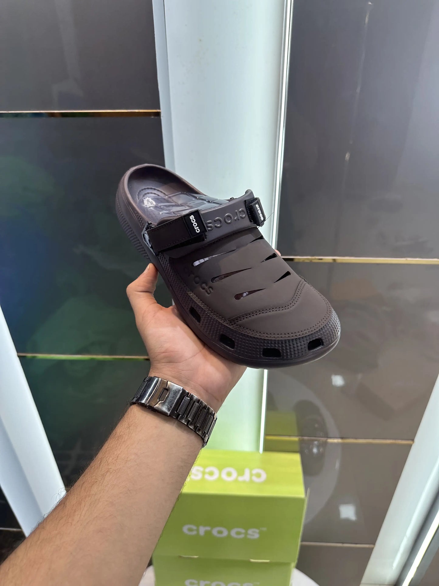 Croc Yukoon Dark Brown Slides Flip Flop For Men