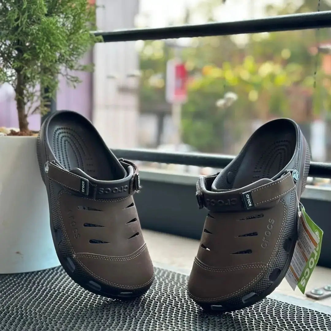 Croc Yukoon Dark Brown Slides Flip Flop For Men